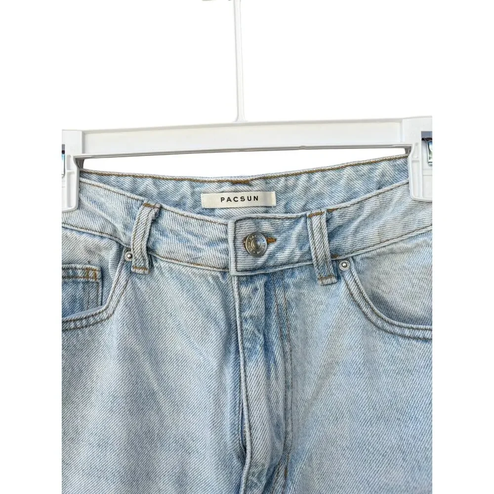 PacSun High Rise Straight Leg Jeans Women 28x31 Light Wash Denim Blue - Picture 4 of 10
